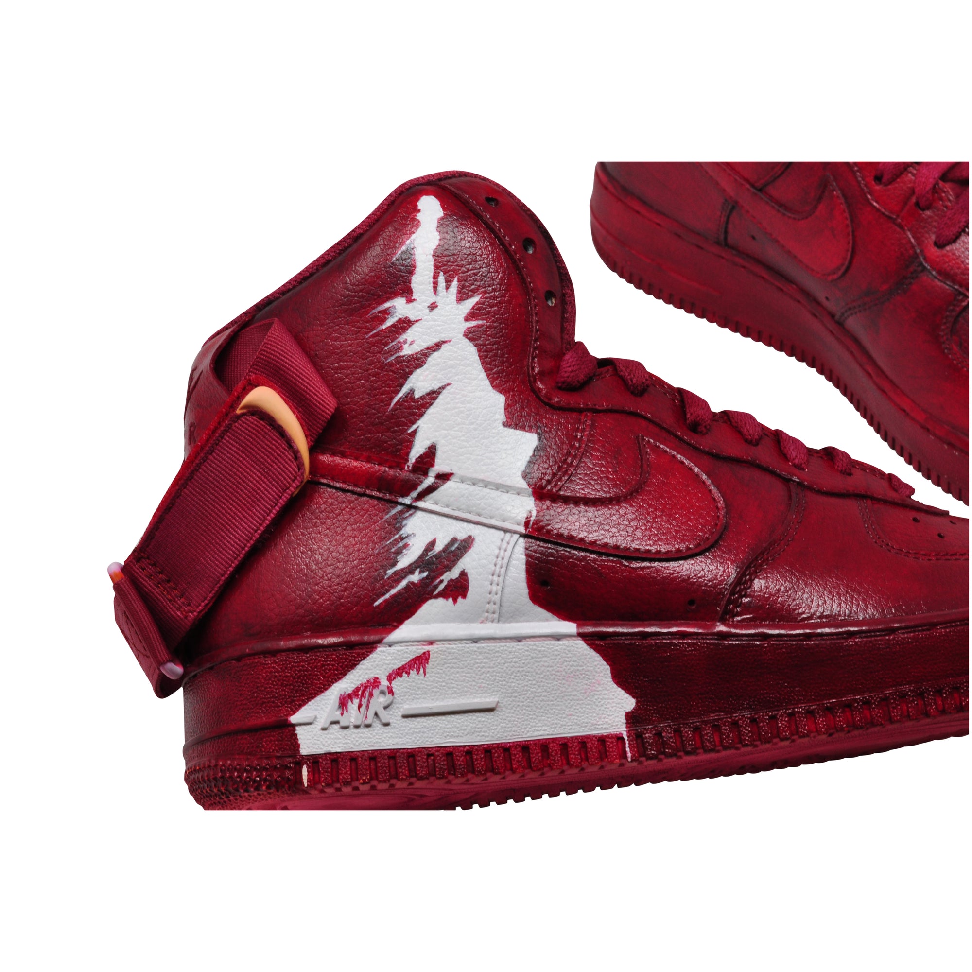 Nike Air Force 1 Splatter Gray Red Blood Custom Shoes Sneakers